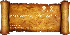 Malinovszky Kálmán névjegykártya
